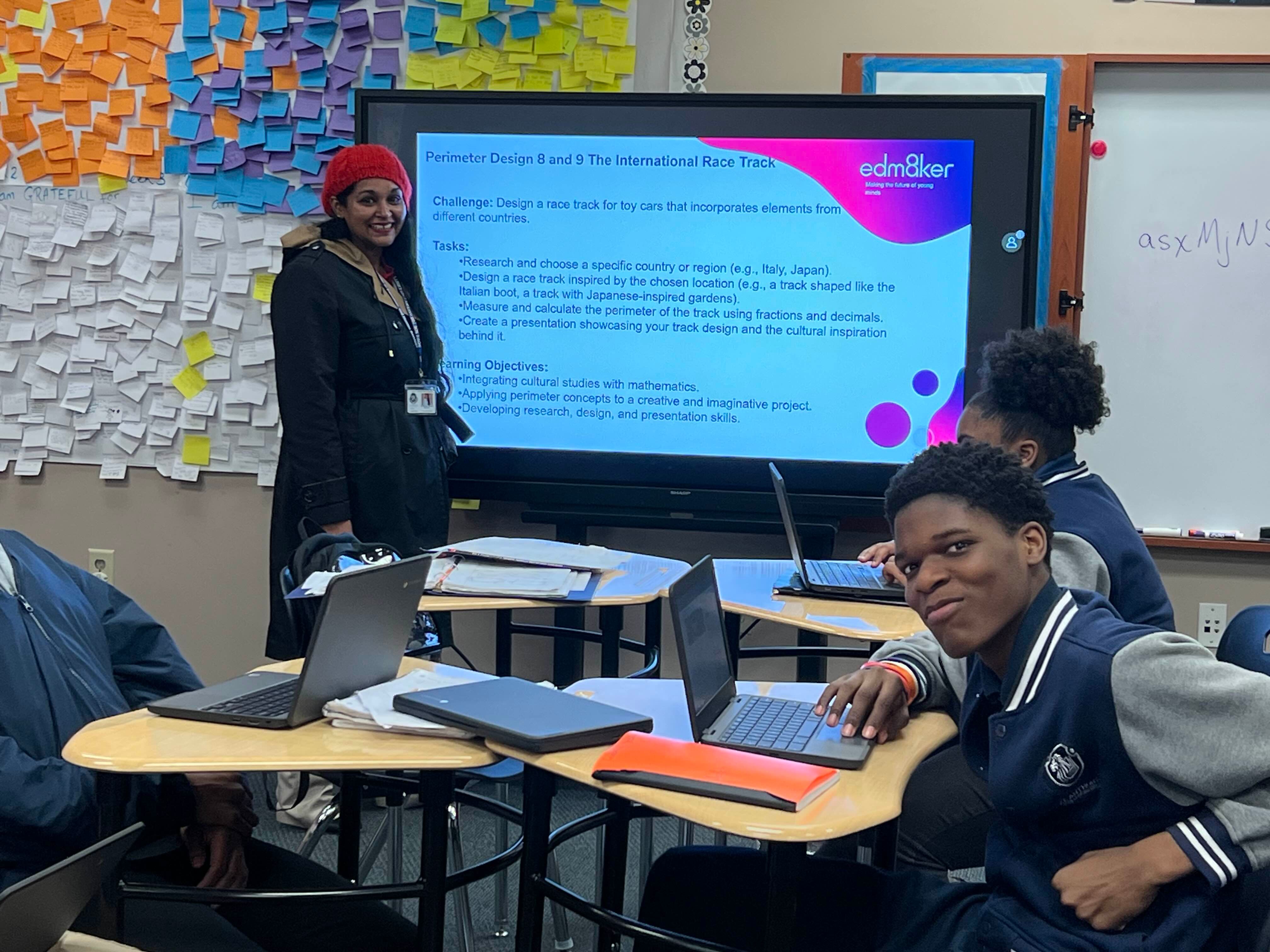 Rehana now uses Eddy’s interactive slides daily in her classroom to make lessons more engaging and hands-on.