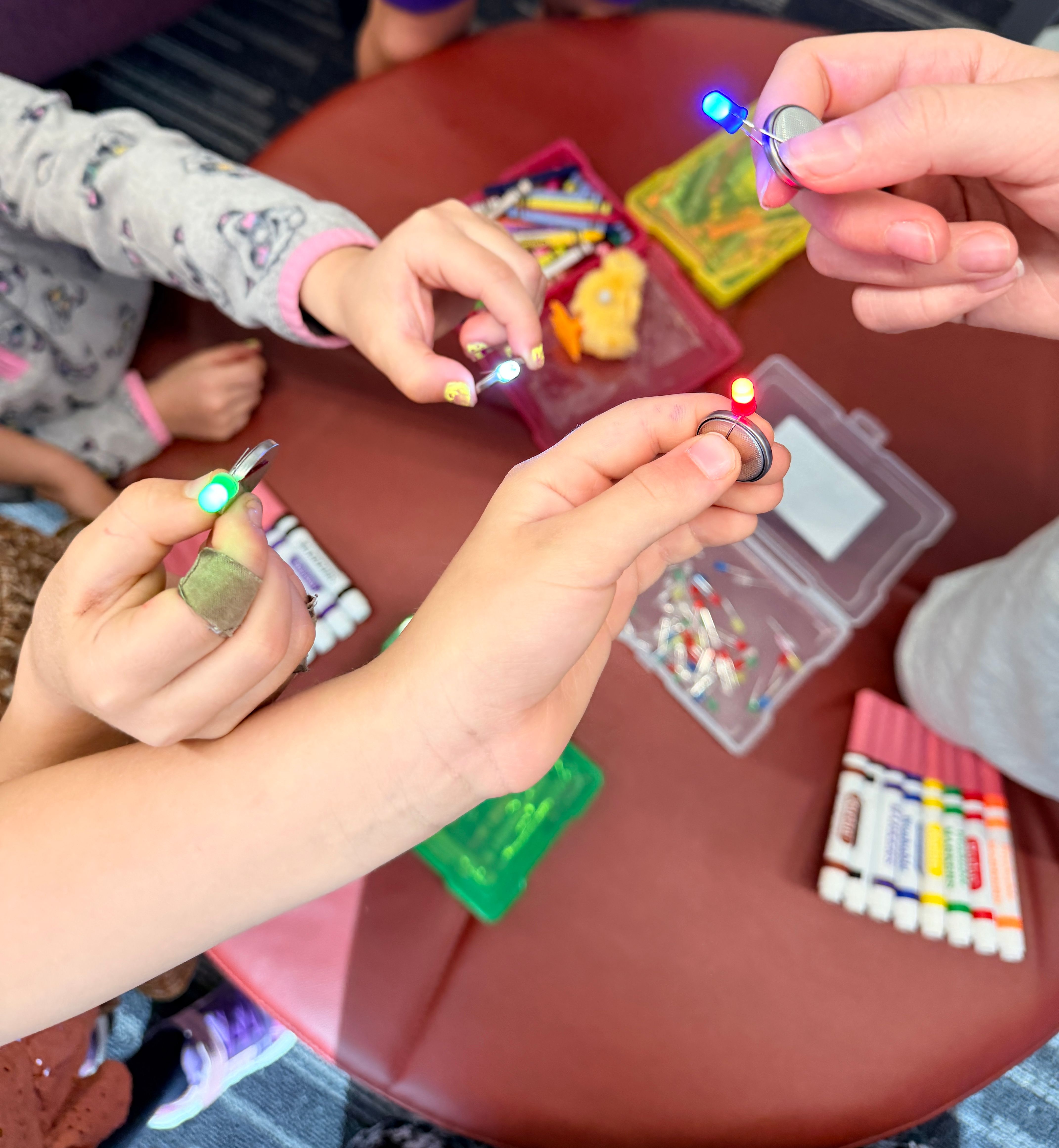 Classroom corner with labeled material kits